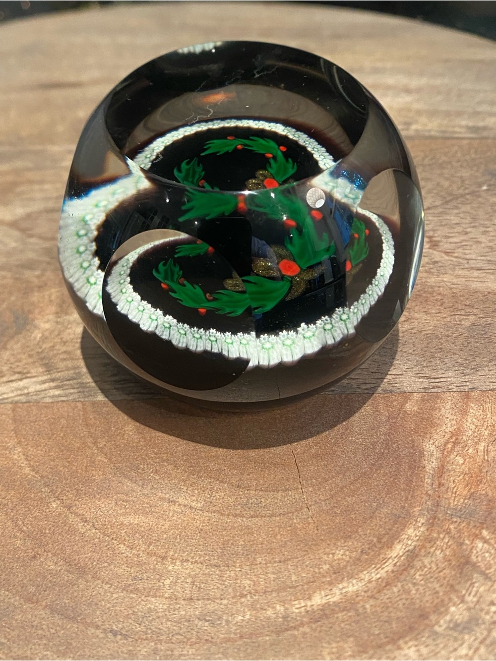 Vintage Caithness Glass "Holly Wreath" Paperweight, Number 328 of 500